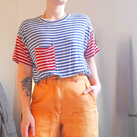 3/20$ ● GINGER G STRIPED T-SHIRT WITH POCKET • M - Picture 3 of 6